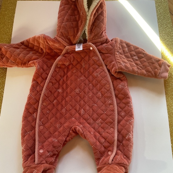 Baby Nordstrom Fur Lined Hooded Bunting Snowsuit Newborn NB Pink Desert Dottie - Picture 1 of 11